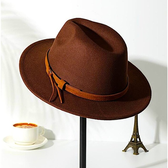 Fedora Brown Hat Unisex Classy Chic Men Women - Picture 11 of 11